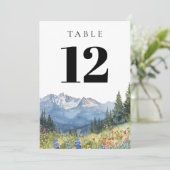 Moderne Aquarellbahn Wildblume Tischnummer (Stehend Vorderseite)