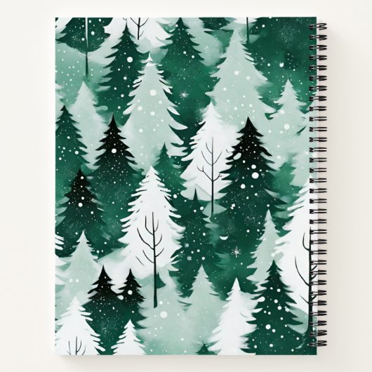 Moderne Aquarellbäume Schneeszene Weihnachten Notizblock (Rückseite)