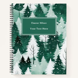 Moderne Aquarellbäume Schneeszene Weihnachten Notizblock