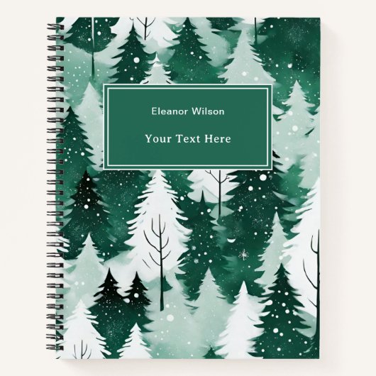 Moderne Aquarellbäume Schneeszene Weihnachten Notizblock (Vorderseite)