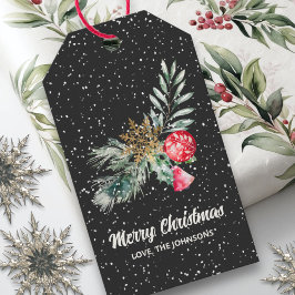 Moderne Aquarellbilder Blätter Frohe Weihnachten Geschenkanhänger