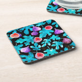 Moderne Aquarellbilder Frucht auf schwarz Getränkeuntersetzer (Linke Seite)