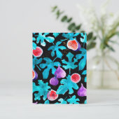 Moderne Aquarellbilder Frucht auf schwarz Postkarte (Stehend Vorderseite)