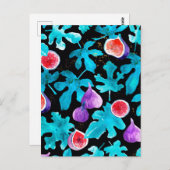 Moderne Aquarellbilder Frucht auf schwarz Postkarte (Vorne/Hinten)