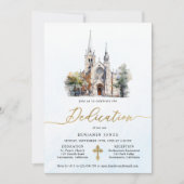 Moderne Aquarellblau-Dedication Einladung (Vorderseite)