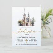 Moderne Aquarellblau-Dedication Einladung (Stehend Vorderseite)