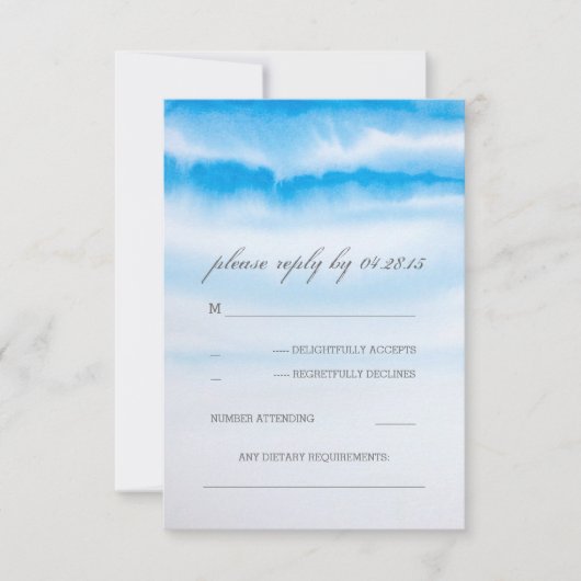 moderne Aquarellblau Hochzeitskarten RSVP Karte (Vorderseite)