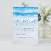 moderne Aquarellblau Hochzeitskarten RSVP Karte (Stehend Vorderseite)