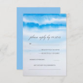 moderne Aquarellblau Hochzeitskarten RSVP Karte (Vorne/Hinten)