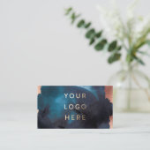 Moderne Aquarellblau-Rose Gold Visitenkarte (Stehend Vorderseite)