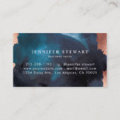 Moderne Aquarellblau-Rose Gold Visitenkarte (Rückseite)