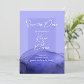 Moderne Aquarellblau-violett Save the Date lila (Stehend Vorderseite)