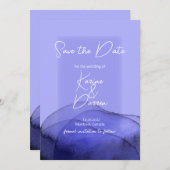 Moderne Aquarellblau-violett Save the Date lila (Vorne/Hinten)