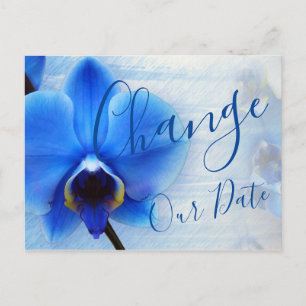 Moderne Aquarellblaue Orchideen-Blumen Postkarte