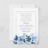 Moderne Aquarellblume Blauer Blumen Hochzeit Einladung (Vorderseite)