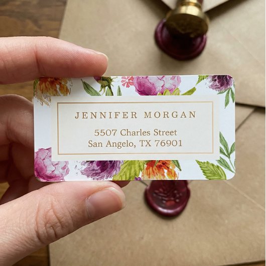 Moderne Aquarellblume Elegantes Dekor Adressaufkleber