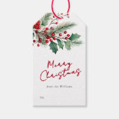 Moderne Aquarellblume Frohe Weihnachten Geschenkanhänger (Vorderseite)