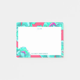 Moderne Aquarellblume Fuchsia Personalisiert Post-it Klebezettel