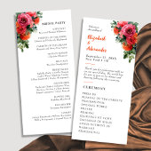 Moderne Aquarellblume Orange & Pink Hochzeit Programm