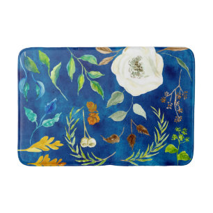 Moderne Aquarellblume Rose Eichenholz Farbe Herbst Badematte