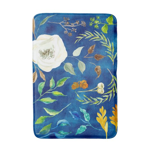 Moderne Aquarellblume Rose Eichenholz Farbe Herbst Badematte (Vorderseite Vertikal)