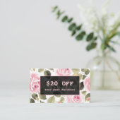 Moderne Aquarellblume Rose Gold Makeup Artist Rabattkarte (Stehend Vorderseite)