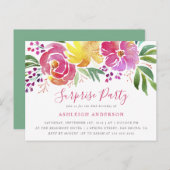 Moderne Aquarellblume Überraschung Party Einladung (Vorne/Hinten)
