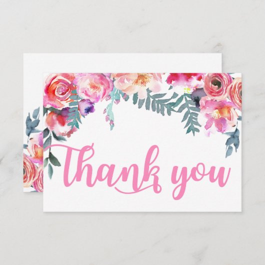 Moderne Aquarellblume Vielen Dank Dankeskarte (Vorne/Hinten)