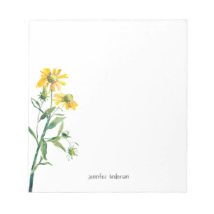 Moderne Aquarellblume Wildblume Persönlich gestalt Notizblock
