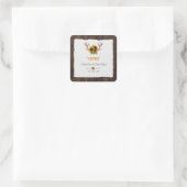 Moderne Aquarellblumen Antlers Wood I DO GRILLEN Quadratischer Aufkleber (Tasche)