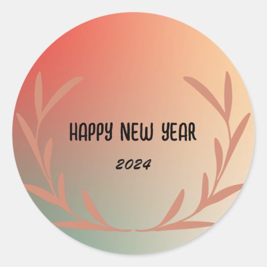 Moderne Aquarellblumen Frohes Neues Jahr Runder Aufkleber (Vorderseite)