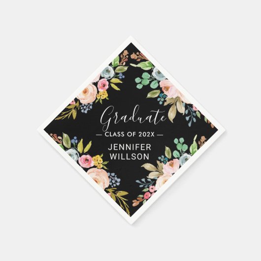 Moderne Aquarellblumen-Klasse Serviette (Ecke)