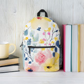 Moderne Aquarellblumen Mit Monogramm Bedruckter Rucksack