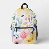 Moderne Aquarellblumen Mit Monogramm Bedruckter Rucksack (Vorderseite)