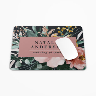 Moderne Aquarellblumen und edles Blattwerk Mousepad