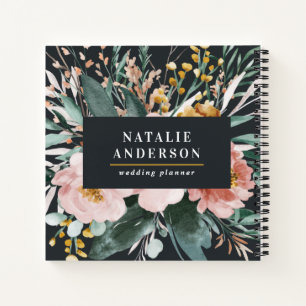 Moderne Aquarellblumen und edles Blattwerk Notizblock