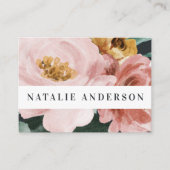 Moderne Aquarellblumen und edles Blattwerk Visitenkarte (Vorderseite)