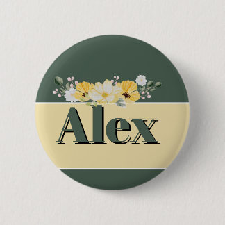 Moderne Aquarellblumen und grüner Hintergrund Button