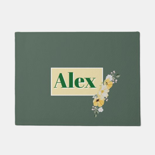 Moderne Aquarellblumen und grüner Hintergrund Fußmatte (Vorderseite)