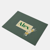 Moderne Aquarellblumen und grüner Hintergrund Fußmatte (Schrägansicht)
