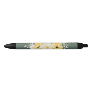Moderne Aquarellblumen und grüner Hintergrund Kugelschreiber