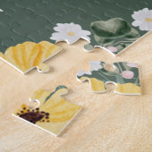 Moderne Aquarellblumen und grüner Hintergrund Puzzle (Seite)