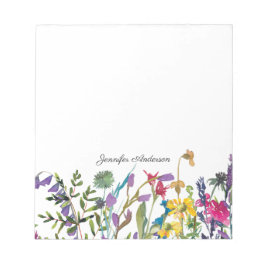 Moderne Aquarellblumen-Wildblumen personalisieren Notizblock