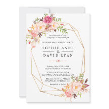 Moderne Aquarellblush-Blume Goldhochzeit