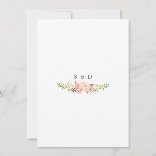 Moderne Aquarellblush-Blume Goldhochzeit Einladung (Rückseite)