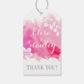 Moderne Aquarellblüten Rosa Blüten Hochzeit Danke Geschenkanhänger (Rückseite)