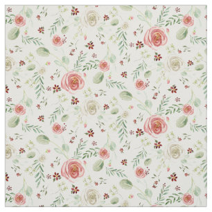 Moderne Aquarellblütenblätter Rosa Weiße Blumen Stoff