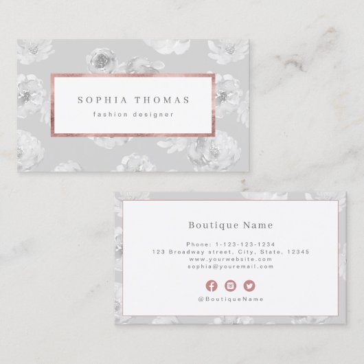 Moderne Aquarellblütengold Rose beruflich Visitenkarte (Vorne/Hinten)