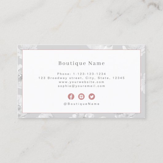 Moderne Aquarellblütengold Rose beruflich Visitenkarte (Rückseite)