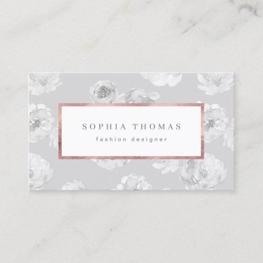 Moderne Aquarellblütengold Rose beruflich Visitenkarte (Vorderseite)